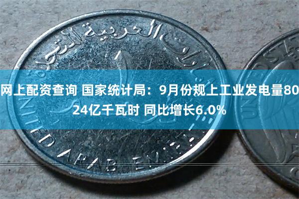 网上配资查询 国家统计局：9月份规上工业发电量8024亿千瓦时 同比增长6.0%