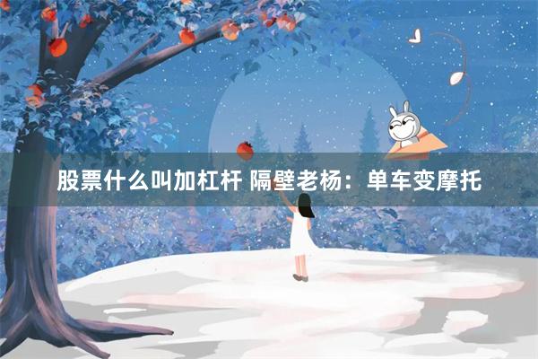 股票什么叫加杠杆 隔壁老杨：单车变摩托